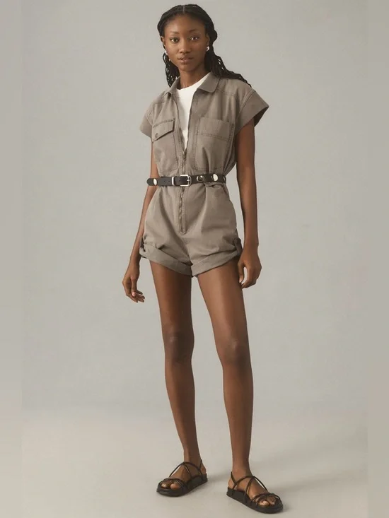 Anthropologie Pilcro Sleeveless Utility Romper | Size S | Green - Picture 10 of 10